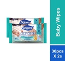 DRYPERS BABY WIPES FRAGRANCE FREE 2X30'S