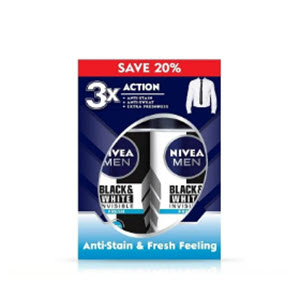 BLACK & WHITE FRESH NIVEA MEN ROLL-0N 2X50ML