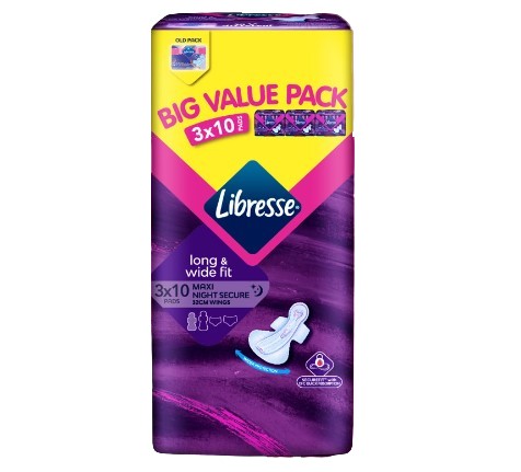 LIBRESSE 32CM MAXI LONG & WIDE FIT NIGHT WING