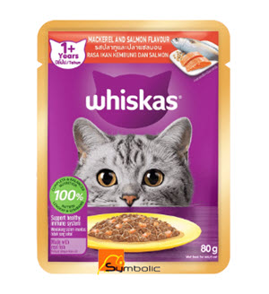 WHISKAS POUCH MACKEREL & SALMON 80G