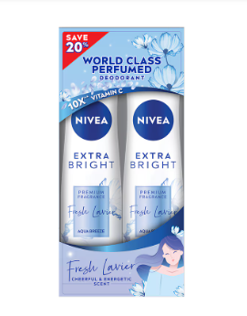 [8404003-NVA-TW] AQUA BREEZE NIVEA EXTRA BRIGHT DEO SPRAY 2X150ML