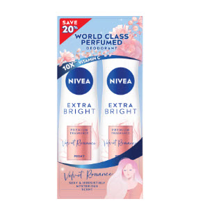 [8404005-NVA-TW] PEONY NIVEA EXTRA BRIGHT DEO SPRAY 2X150ML