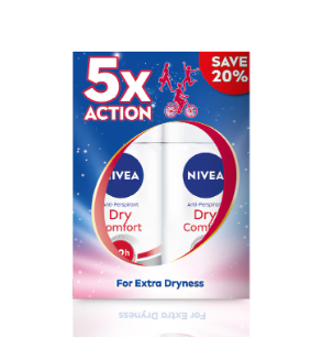 [8405009-NVA-TW-001] DRY COMFORT NIVEA ROLL-ON 2X50ML