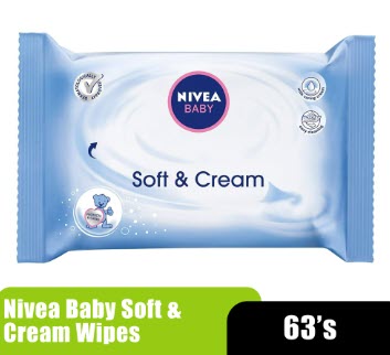 [6501001-NVA] NIVEA SOFT & CREAM BABY WIPES 63'S
